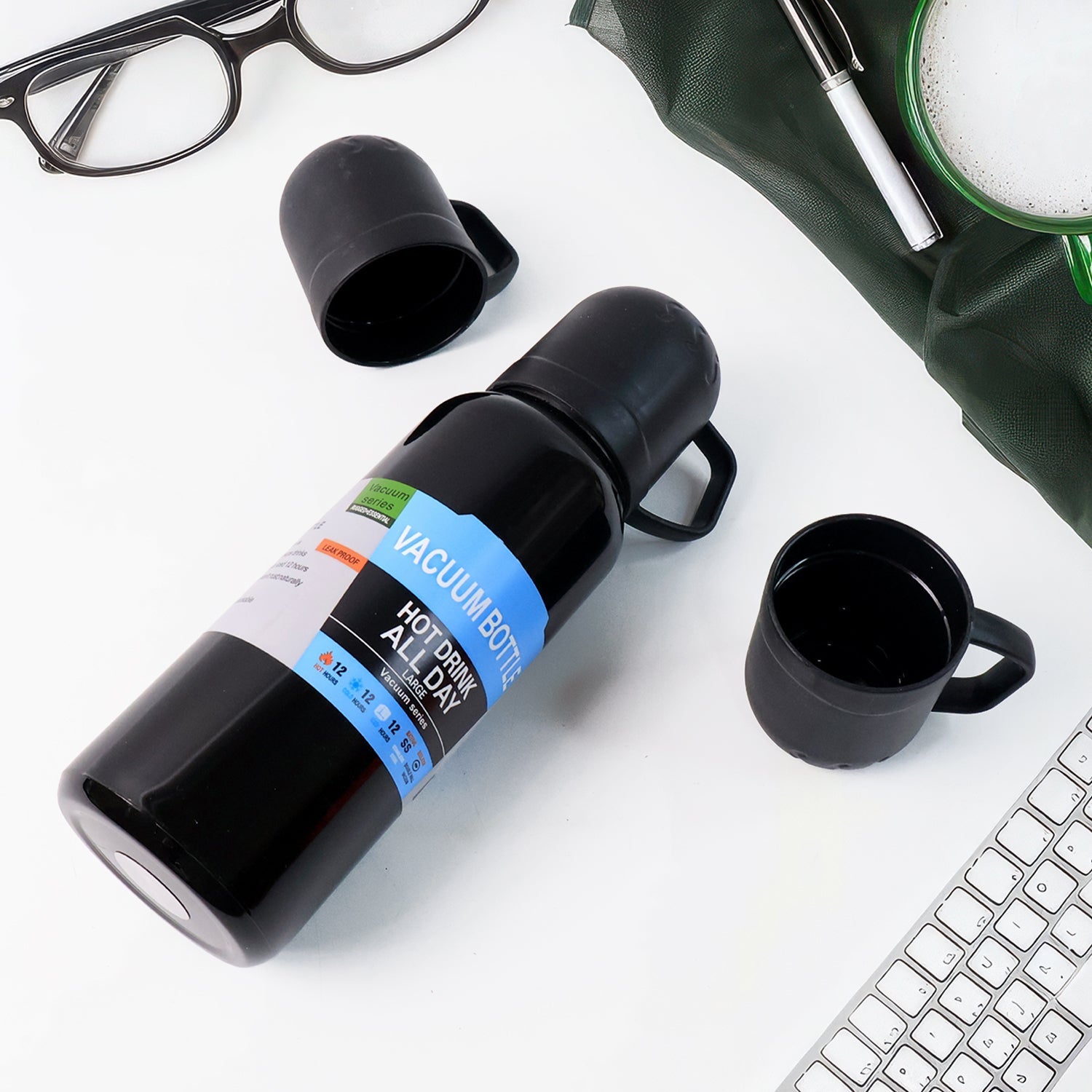 Sleek Black Thermos Flask Set Sleek Black Thermos Flask Set